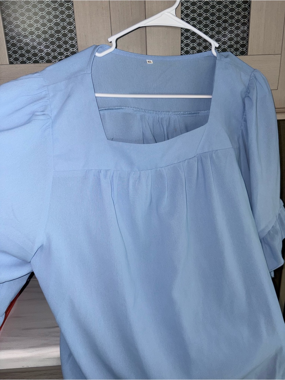 Women’s Square Neck Blouse in Light Blue
